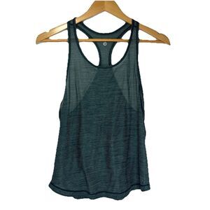 Lululemon Womens Dark Green Stripe Workout Sheer Tank Top Running Gym No Size